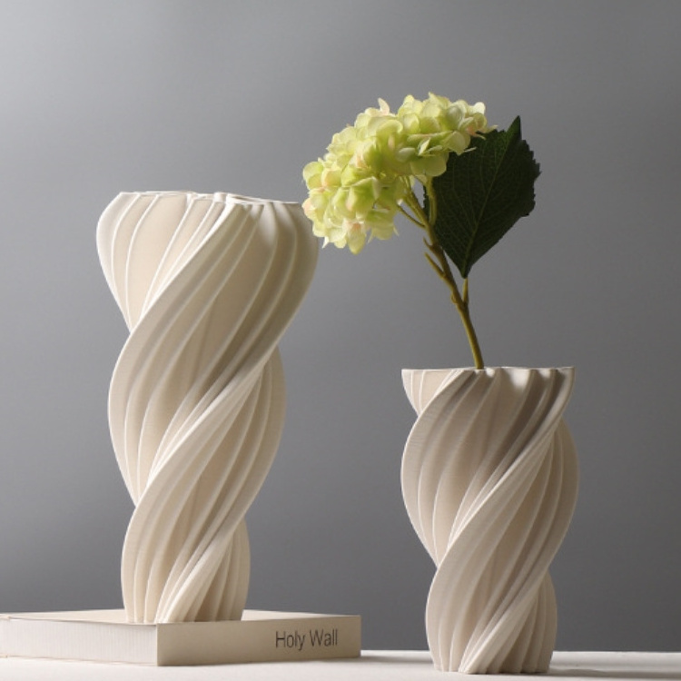 New Custom 3D Print Vase Unique Design Irregular White Ceramic Vase Minimalist Decor Modern Crafts