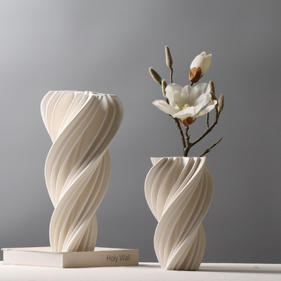 New Custom 3D Print Vase Unique Design Irregular White Ceramic Vase Minimalist Decor Modern Crafts