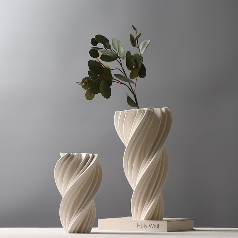 New Custom 3D Print Vase Unique Design Irregular White Ceramic Vase Minimalist Decor Modern Crafts