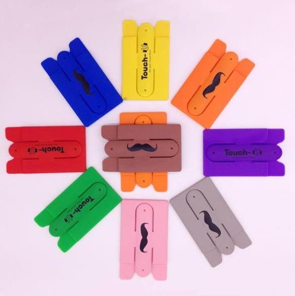 Fashion New eco-friendly 3m sticker silicone mobile phone adhesive card holder with stand wallet