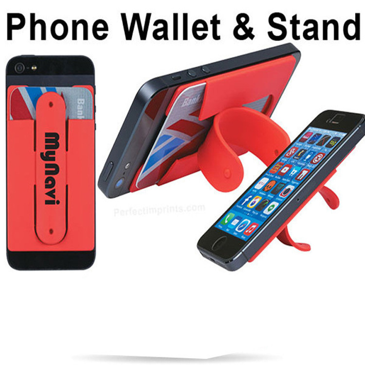 Fashion New eco-friendly 3m sticker silicone mobile phone adhesive card holder with stand wallet