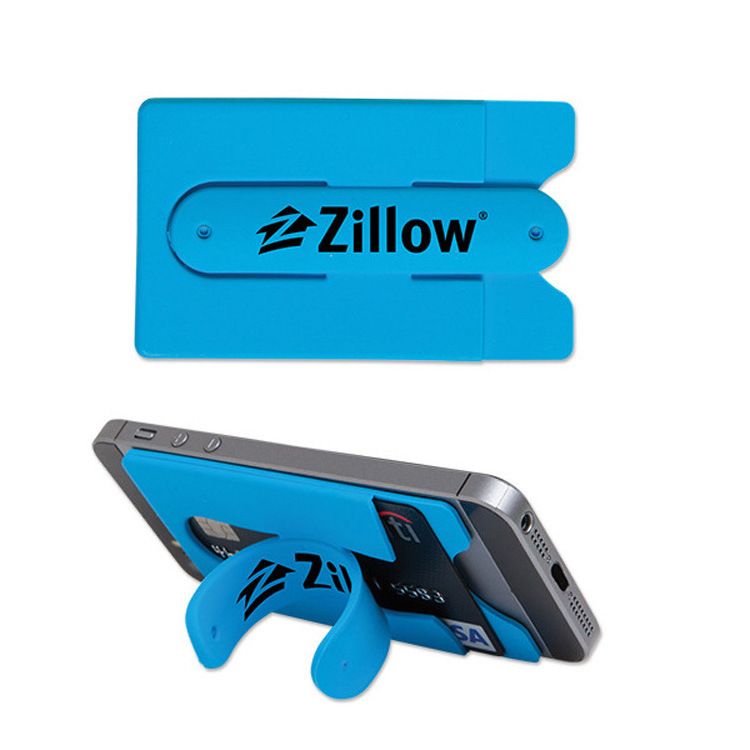 Fashion New eco-friendly 3m sticker silicone mobile phone adhesive card holder with stand wallet