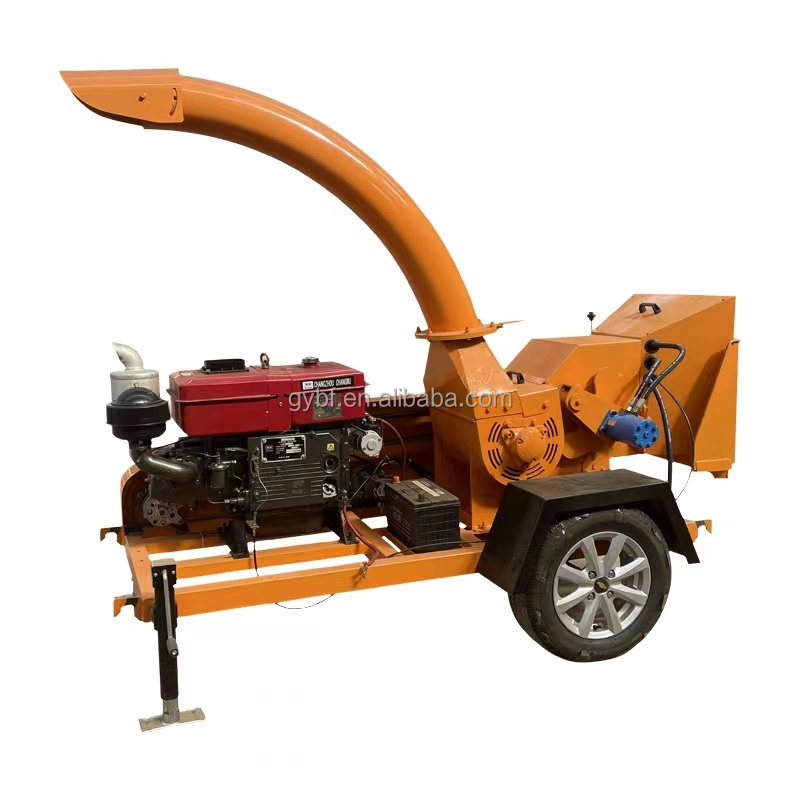 Forestry hydraulic self-feeding Diesel Wood Chipper tree branch leaf garden Organic Soil shredder mobile crusher machine