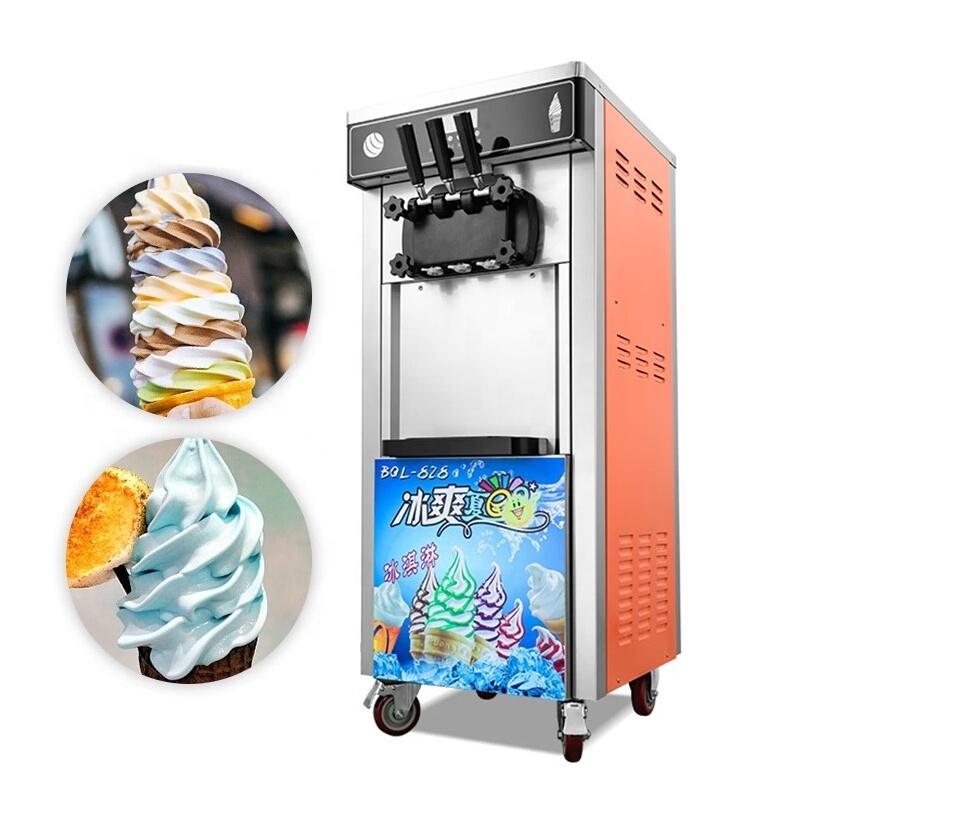 two compressor 7 days refresh quiet Floor Standing Three Flavor Professional Fruity Soft Serve Ice Cream Maker