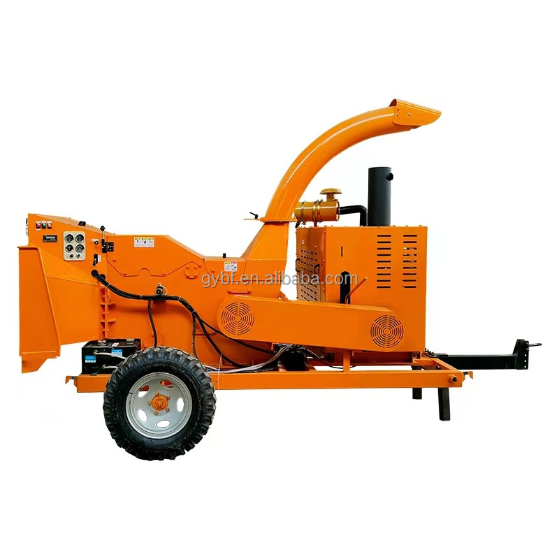 Forestry hydraulic self-feeding Diesel Wood Chipper tree branch leaf garden Organic Soil shredder mobile crusher machine