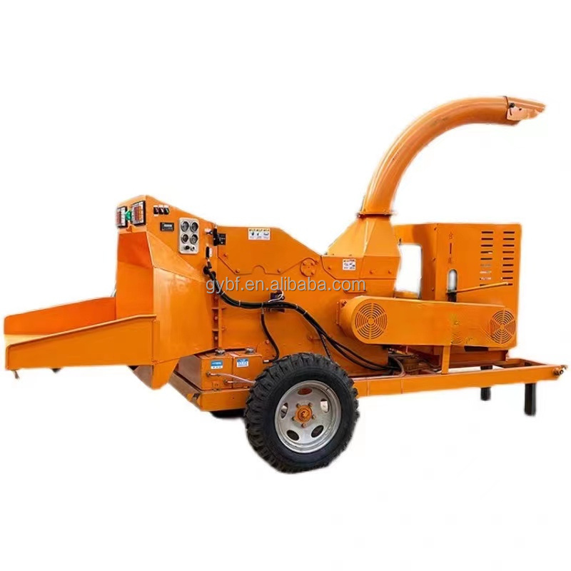 Forestry hydraulic self-feeding Diesel Wood Chipper tree branch leaf garden Organic Soil shredder mobile crusher machine