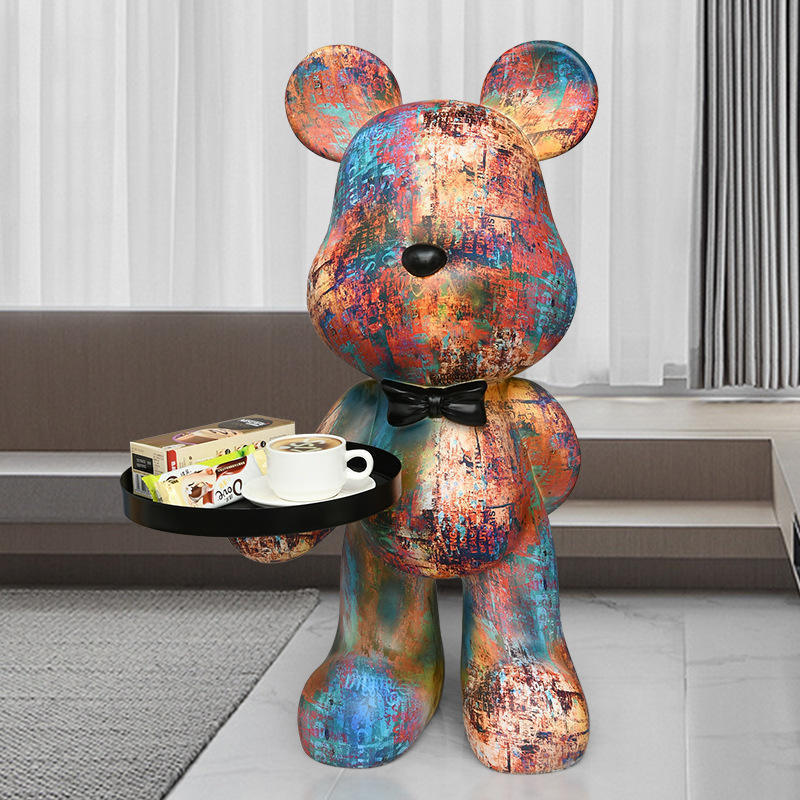 GY Wholesale Custom In Resin Crafts Bearbrick With Tray  78cm Height Sculpture for Home Decor