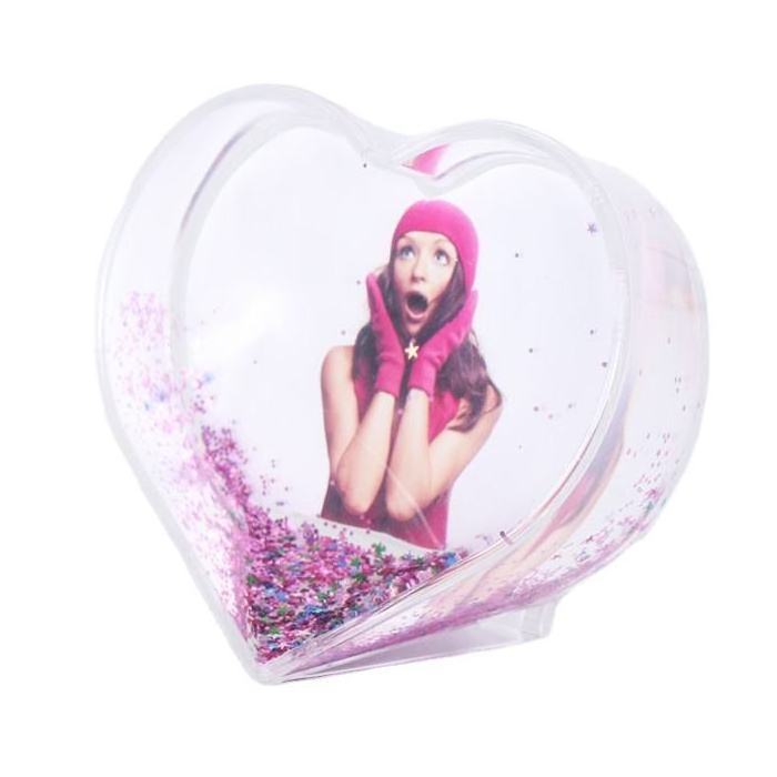 New Product Resin Crafts Gift Heart Shape Photo Snow Globe for Romantic Valentine's Day Surprises Loving Wedding Anniversaries