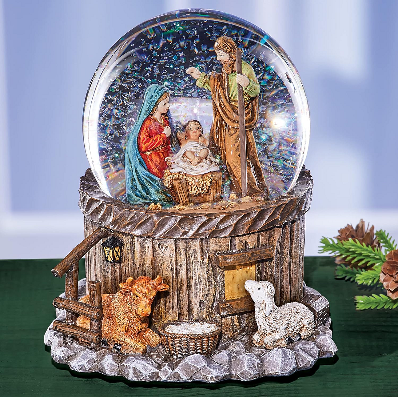 OEM Handmade Personalized Resin Crafts Christmas Nativity Snow Globe Snow Ball Glass with Unique Christmas Design