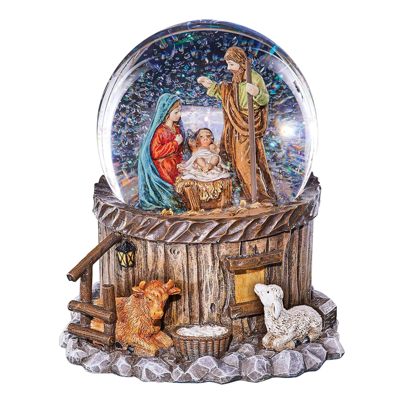 OEM Handmade Personalized Resin Crafts Christmas Nativity Snow Globe Snow Ball Glass with Unique Christmas Design