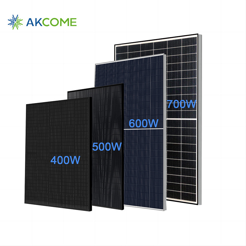 Akcome 48v 410 Watt Full Black PV Solar Panel Bifacial Mono Solar In Europe 400w 415w Panel