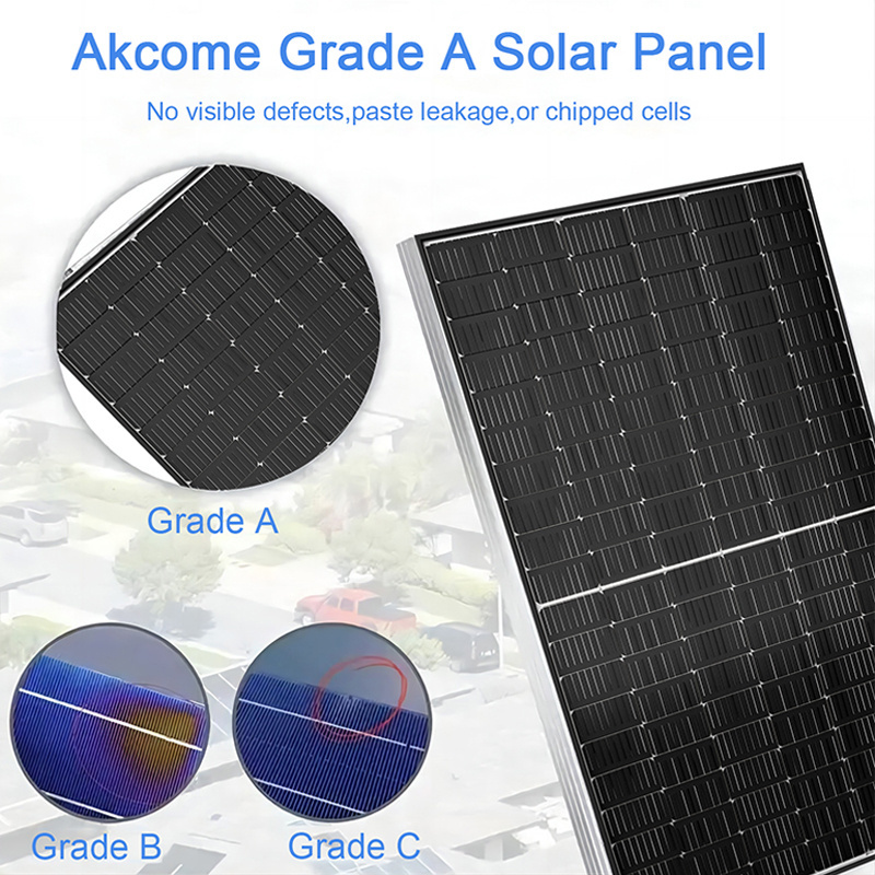 Akcome 48v 410 Watt Full Black PV Solar Panel Bifacial Mono Solar In Europe 400w 415w Panel