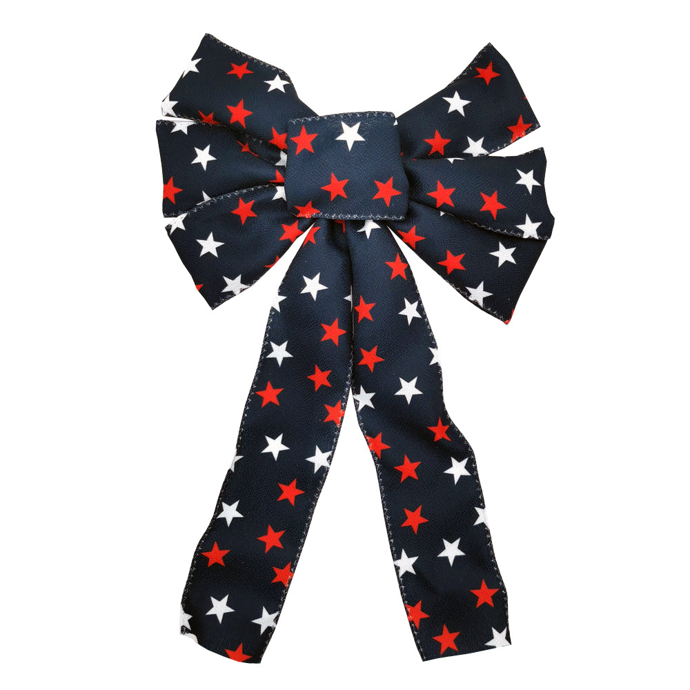 Blue Stars Imprint Wired Edge Twist Tie Ribbon Bow for Christmas Gifts Shopping Mall Christmas Decorations Bow