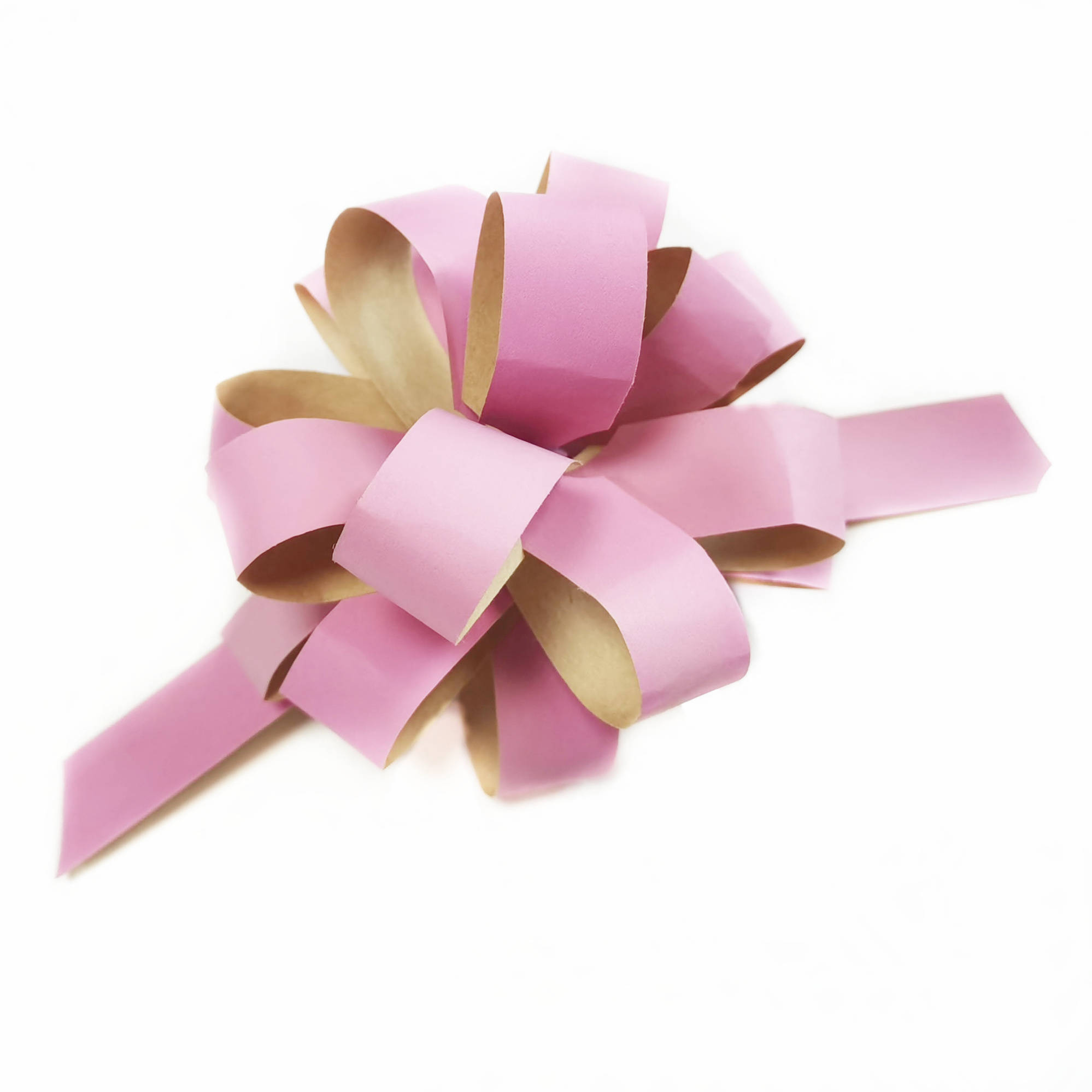 New Arrival Paper Pull String Bow Recycled Environment Friendly Papers Wrapping Soft Pink Bow for Wedding