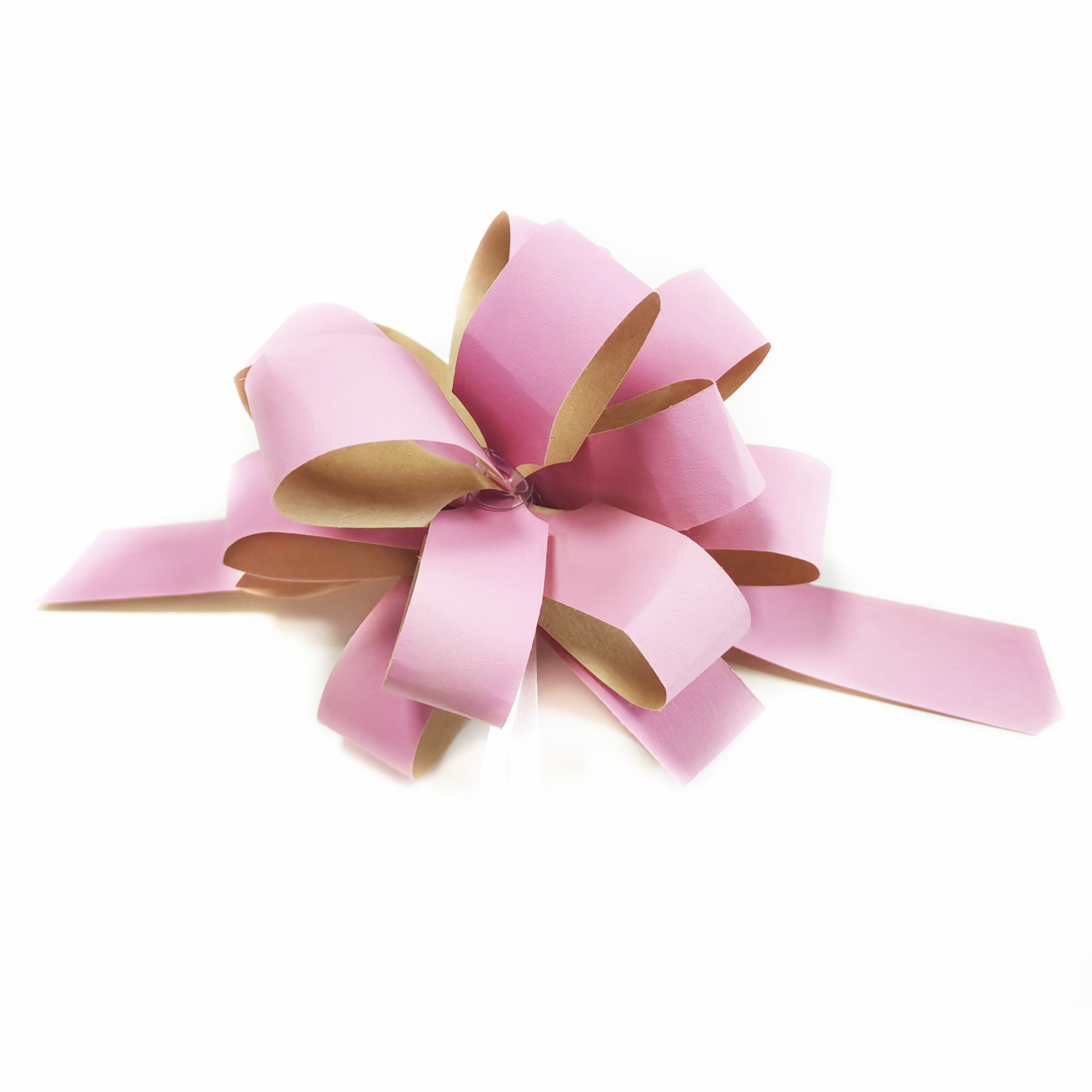 New Arrival Paper Pull String Bow Recycled Environment Friendly Papers Wrapping Soft Pink Bow for Wedding