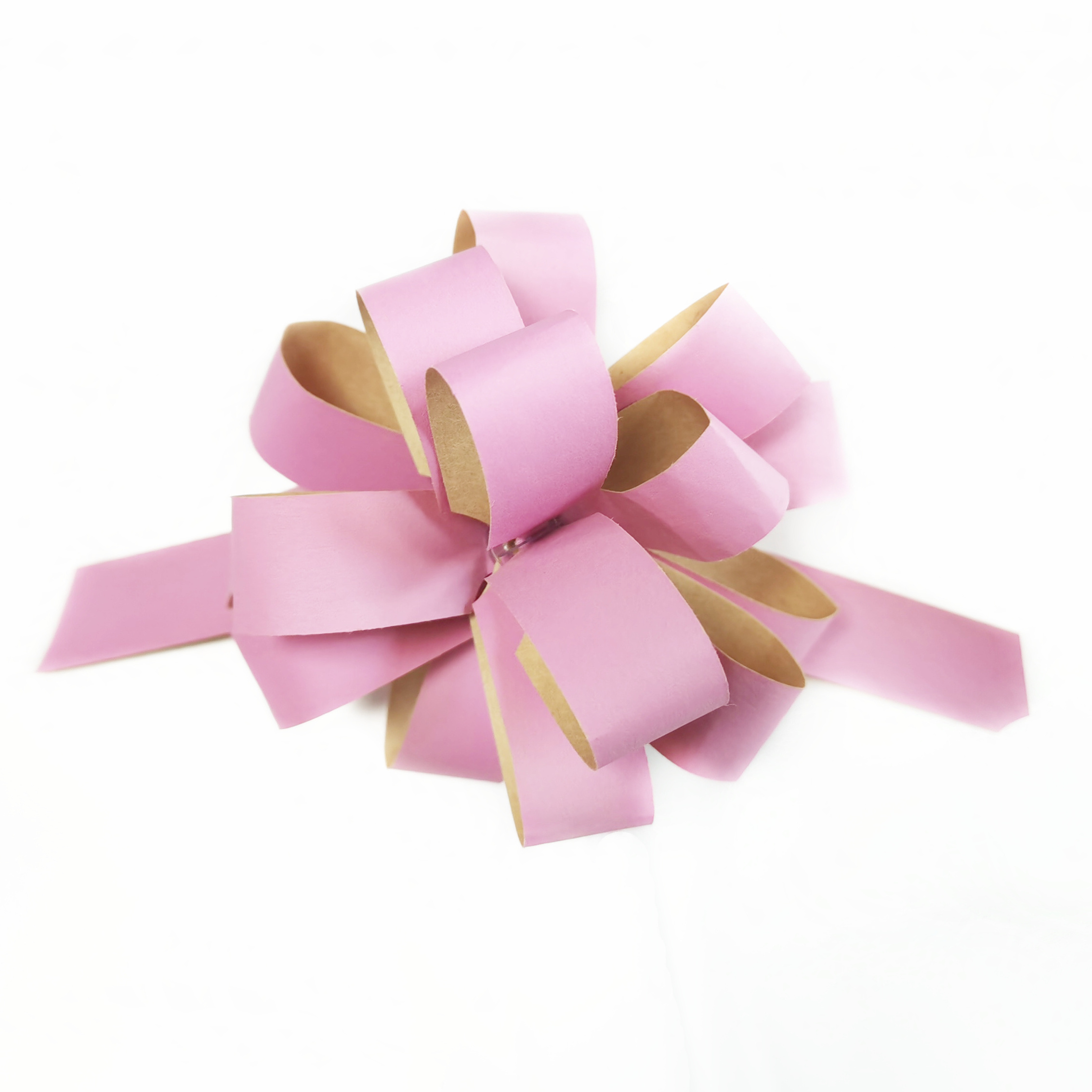 New Arrival Paper Pull String Bow Recycled Environment Friendly Papers Wrapping Soft Pink Bow for Wedding