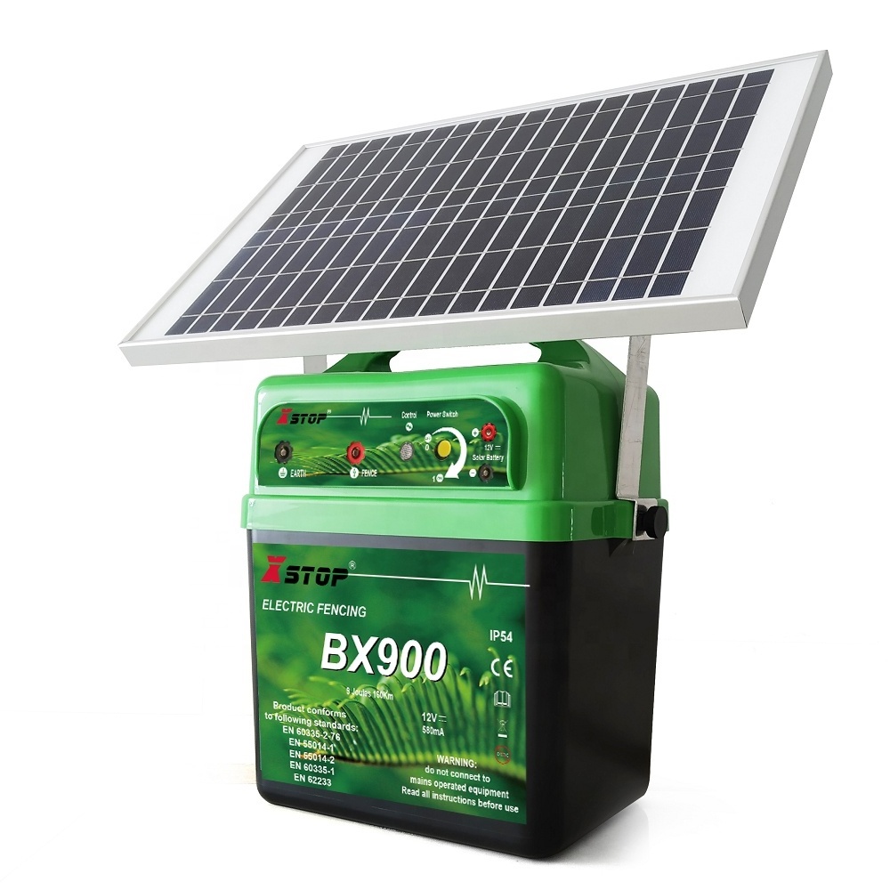 Waterproof fence energizer with solar panel 160km portable 12v solar electric fence energizer