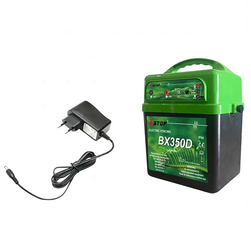 Electric Fence Energizer Can Use 12V Solar Powered and 230v Adapter for Cattle, Horse, Sheep