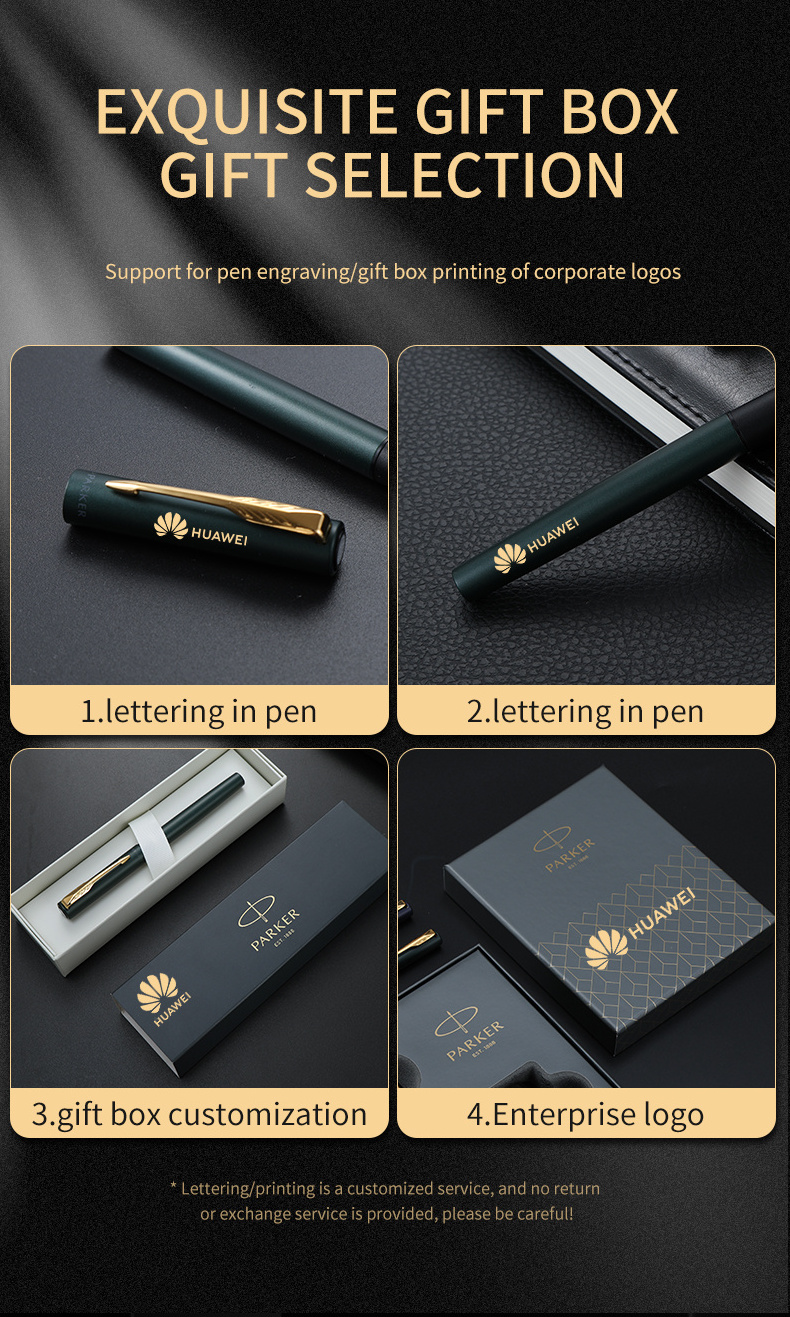 Luxury High Quality Custom Logo PARKER metal Fountain pen all steel clip with black gift box business set students office