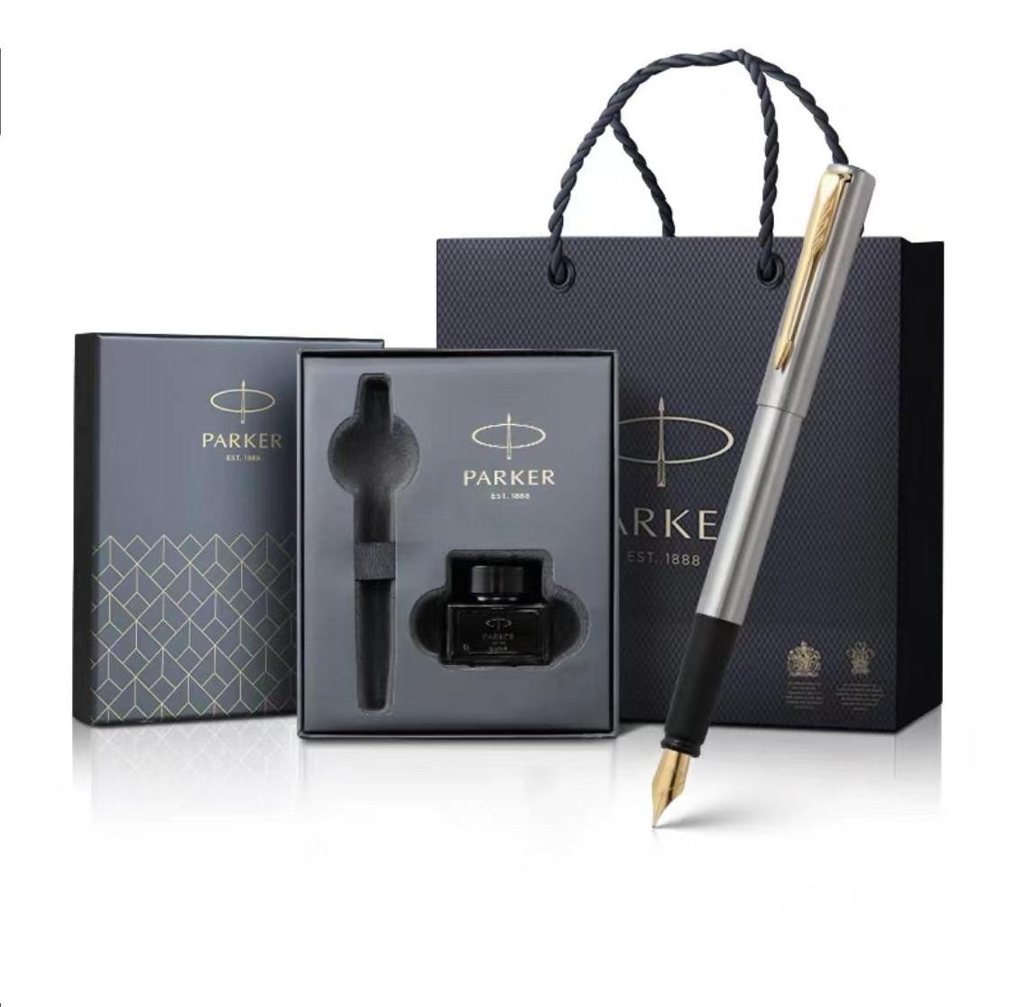 Luxury High Quality Custom Logo PARKER metal Fountain pen all steel clip with black gift box business set students office