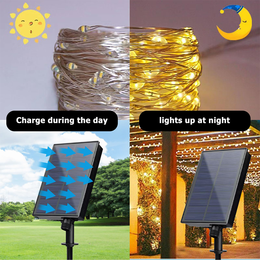 Waterproof IP65 5m 300 light bulb LED Strip light solar strip light for garden stairs roof patio walkway fence