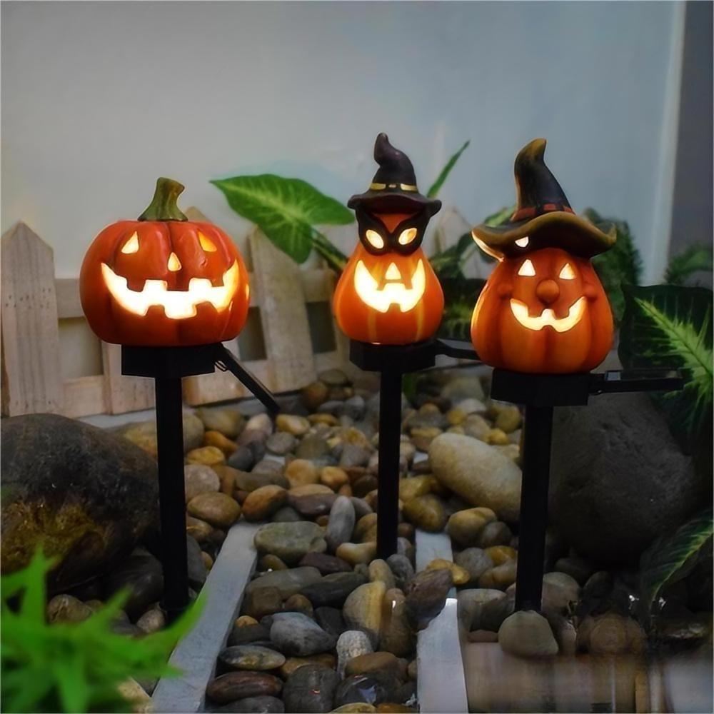 Halloween Solar Pumpkin Light Outdoor Waterproof Skull Stake Lights Garden Yard Lawn Decoration Lamp