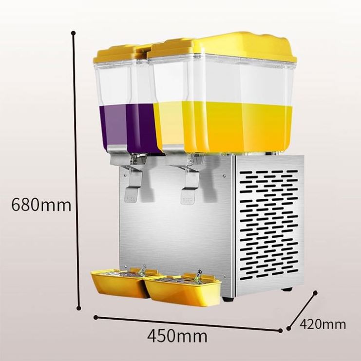 2 Tank Commercial 30 Liters Juice Refrigerated Cooler Beverage Dispenser Cooler