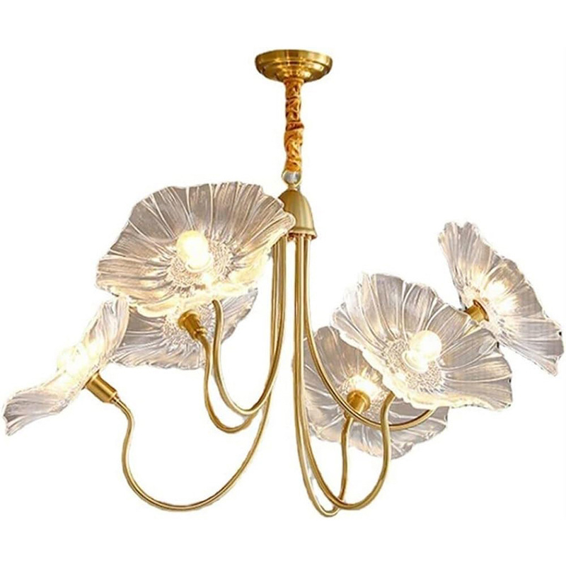 Modern Glass Lotus Leaf LED Chandeliers Pendant Ceiling Lights Lamp for Dining Living Room Bedroom Kitchen Study Room Entryway