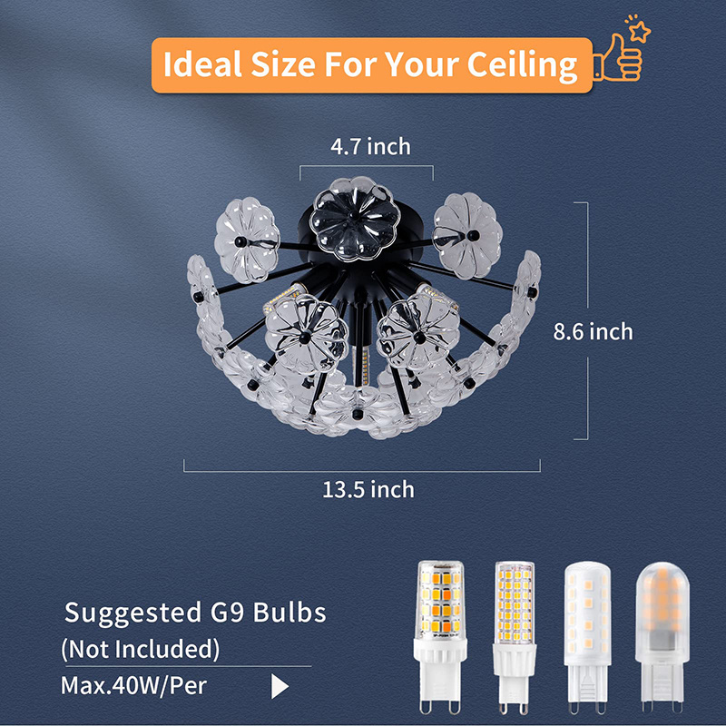 Modern Flush Mount Crystal Chandelier LED Ceiling Light Fixtures for Home Ceiling Bedroom Closet Kitchen Living Room Hallway