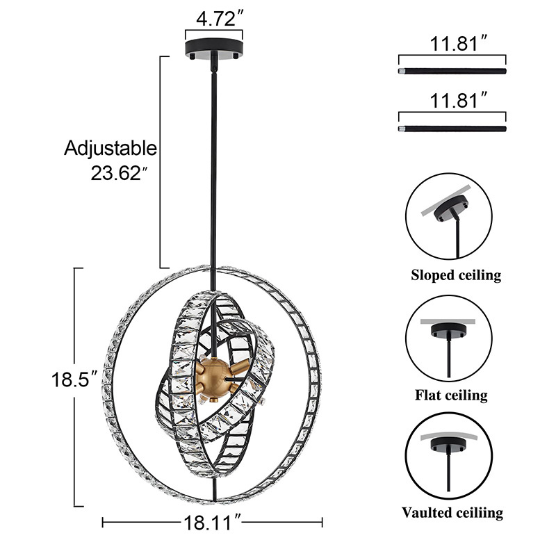 2024 Luxury Modern Adjustable Hanging Crystal Iron Globe Sputnik Chandeliers LED Pendant Light For Dining Living Room  Hotel