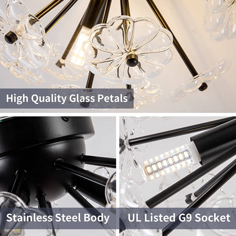 Modern Flush Mount Crystal Chandelier LED Ceiling Light Fixtures for Home Ceiling Bedroom Closet Kitchen Living Room Hallway