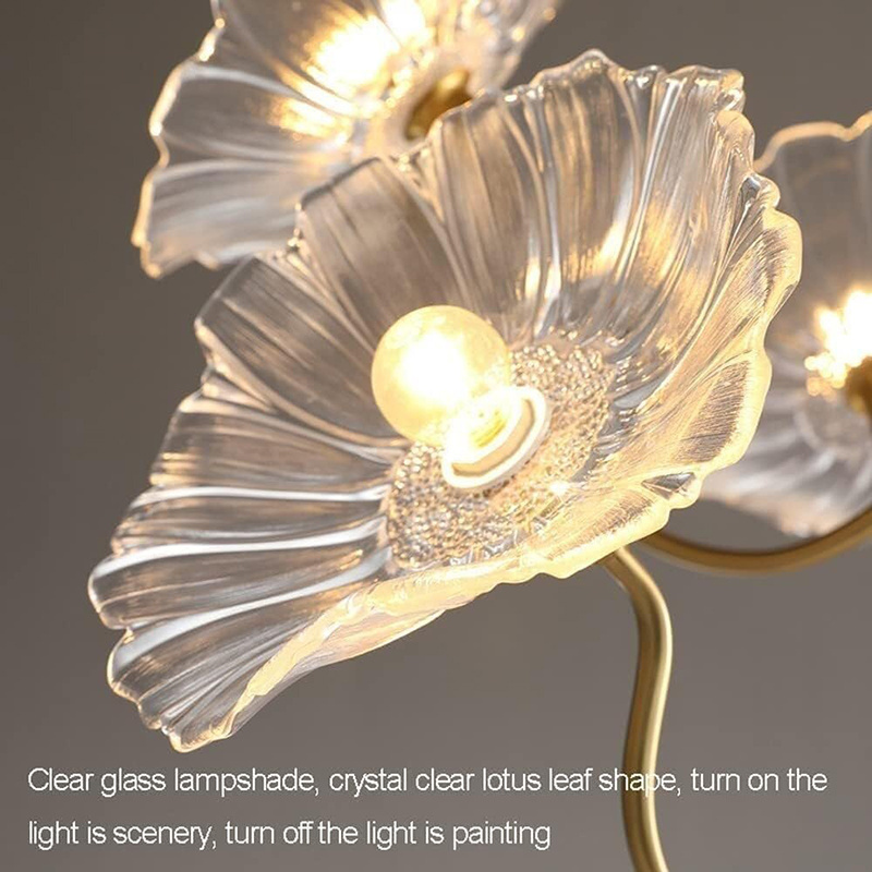 Modern Glass Lotus Leaf LED Chandeliers Pendant Ceiling Lights Lamp for Dining Living Room Bedroom Kitchen Study Room Entryway