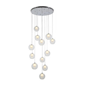 Modern Hanging Flush Mount Globe Raindrop Crystal Balls Ceiling LED Chandeliers Pendant Lights Lamp for Staircase Foyer Entryway