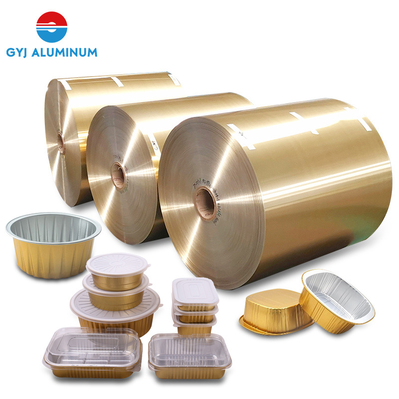 Free Sample Alu Foil 8011 3003 3004 1235 Gold PLA Alloy aluminium foil jumbo roll Supplier For food aluminum foil Container