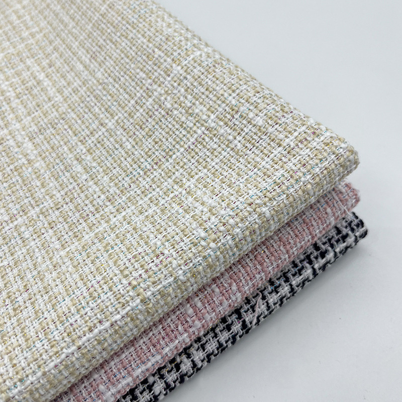 Fabric wholesale canada olefin poly tweed fabric tweed single strip check woollen fabric