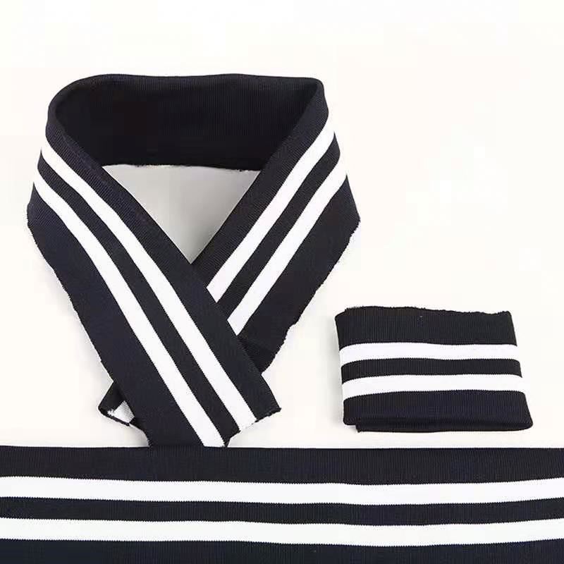 Wholesale Stretch 95%polyester 5%spandex Custom knitting Knitted Stripe Polo Sports Hoddie Knit Rib Collar and Cuff fabric