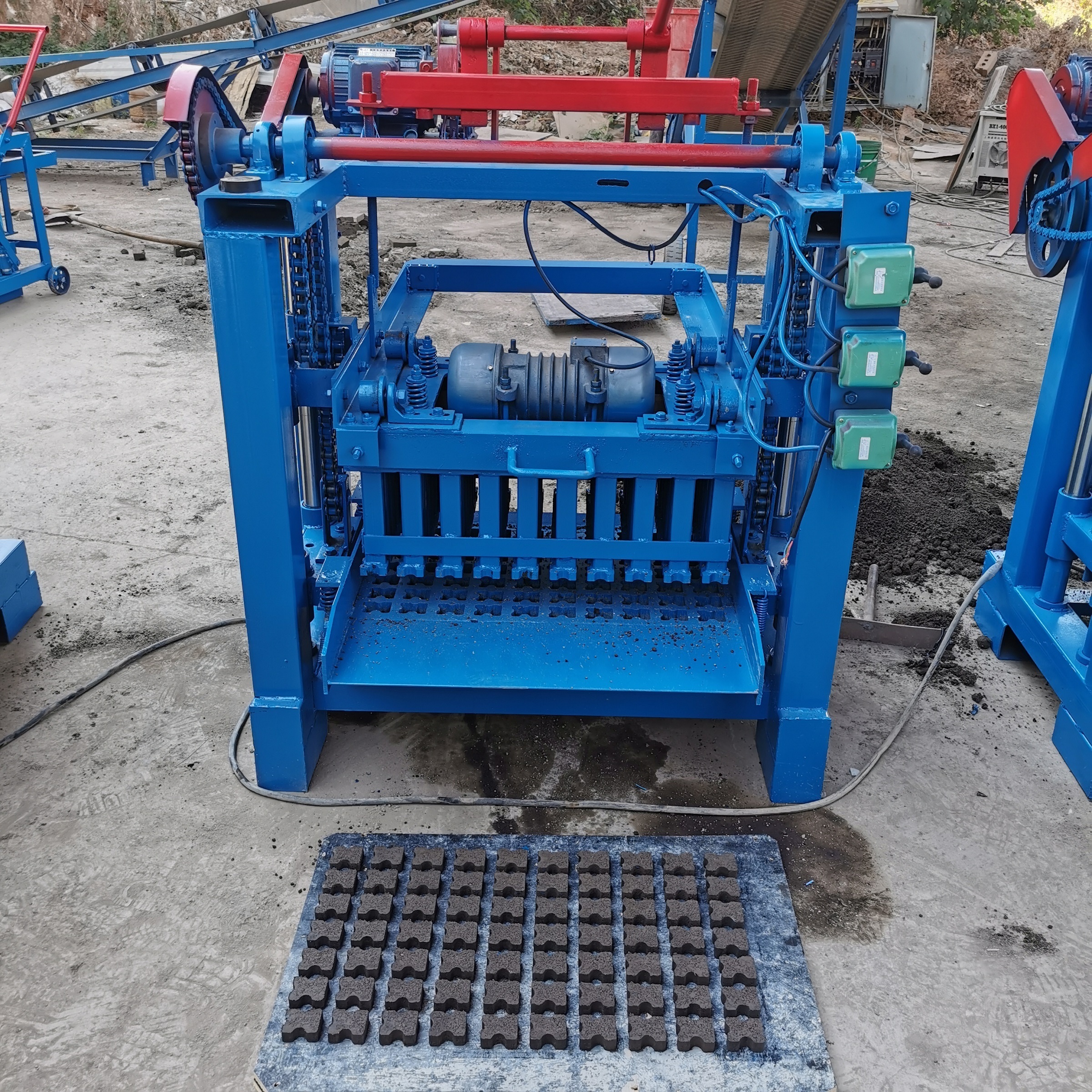 soil block maker KM4-35 Semi-automatic concrete paving block making machine machinery Production of pavement bricks