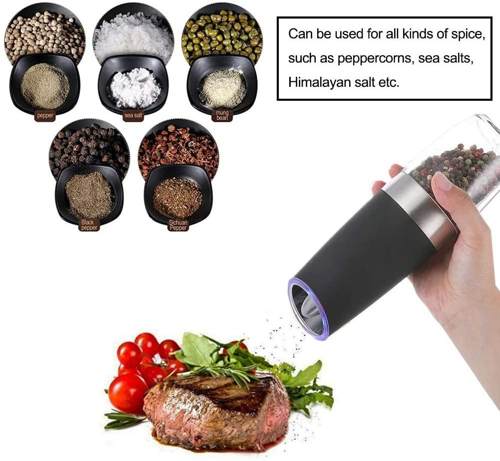 Gravity Electric Salt-pepper  Grinder, Automatic  Battery-Operated with Adjustable