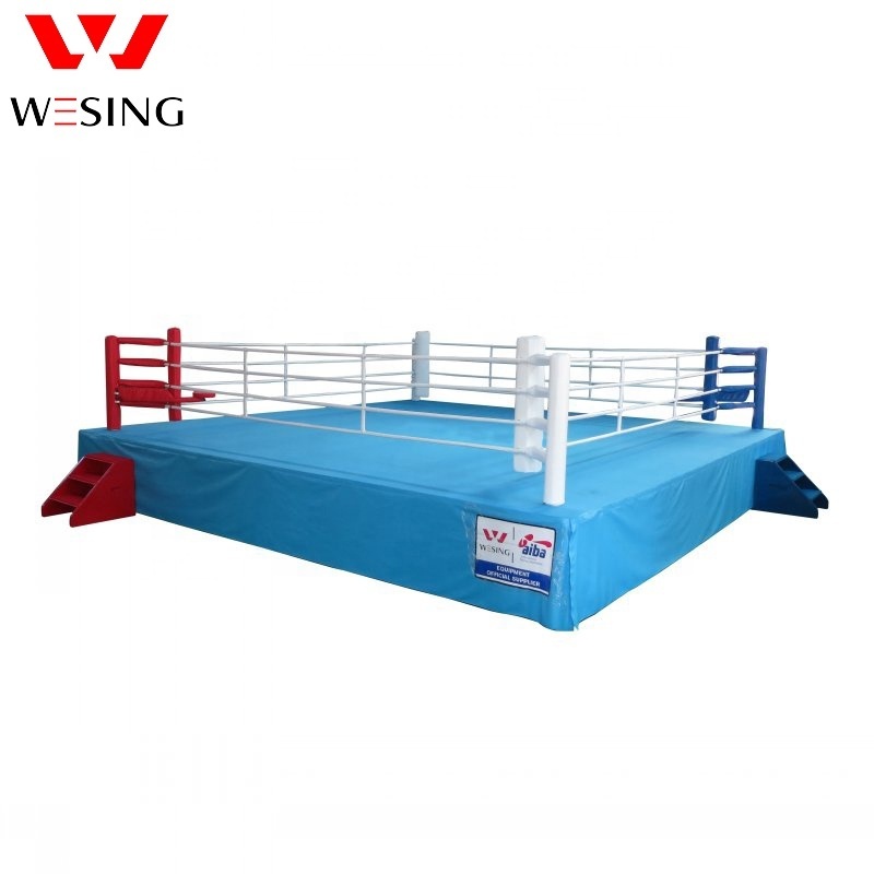 Wesing Professional Custom boxing equipment IBA Approved Boxing Ring Price Ropes Canvas Cover Floor Professional Boxing Ring