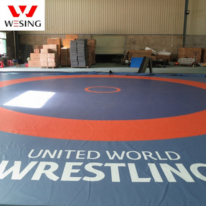 WESING High Quality UWW Approved Custom Wrestling Mat PVC Leather Cover Wrestling Crash Mats For Sale