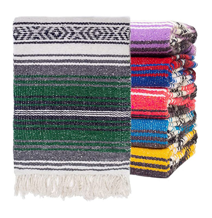 Outdoor Camping Blanket Yoga Towel Pilates Blankets Handwoven Mexican Cotton Yoga Blanket