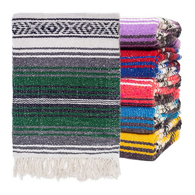 Outdoor Camping Blanket Yoga Towel Pilates Blankets Handwoven Mexican Cotton Yoga Blanket