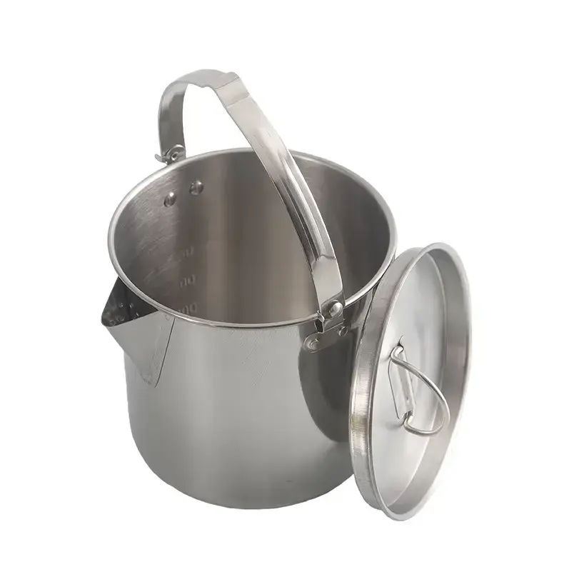 1.2L Camping Coffee Teapot Hanging Pot Outdoor Portable Folding Stainless Steel Cookware Kettle