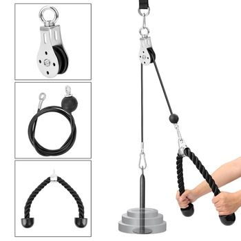 Fitness LAT and Lift Pulley System, Dual Cable Machine with Upgraded Loading Pin for Triceps Pull Down