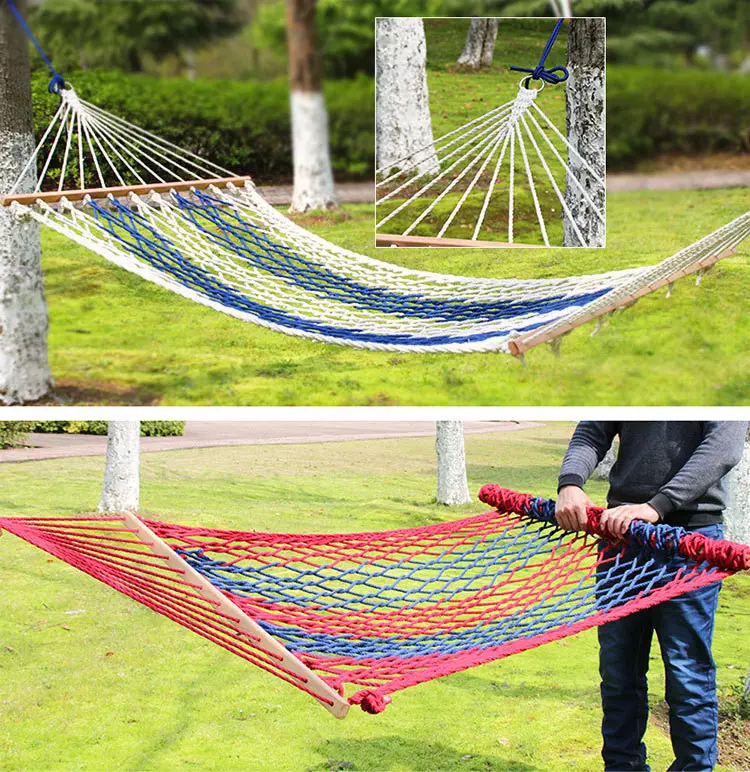 Outdoor Travel Camping Sport Hammock Net Mesh Nylon Sleeping Bed Swing with Tree Straps