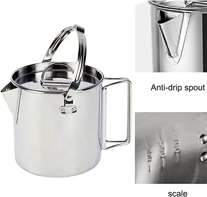 Outdoor Folding Camping Hanging Portable Pot Coffee Pot 1.2L Stainless Steel Portable Kettle