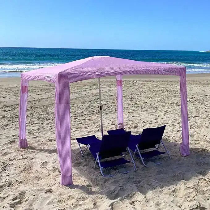 Custom Printed Beach Sun Shelter Tent Portable Beach Sunshade UPF50+ Square Beach Cabana Tent