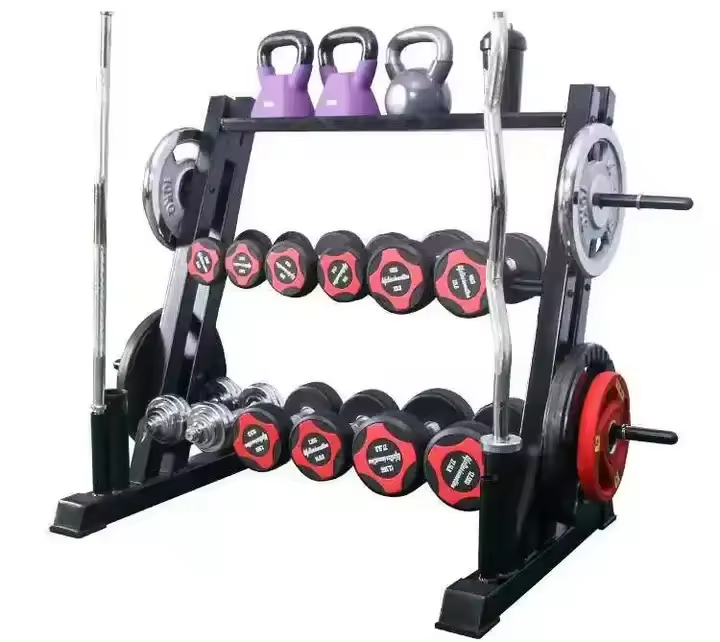 Commercial Gym Dumbbell Stand Gym Vertical Fixed Multifunctional 3 Tier Dumbbell Rack