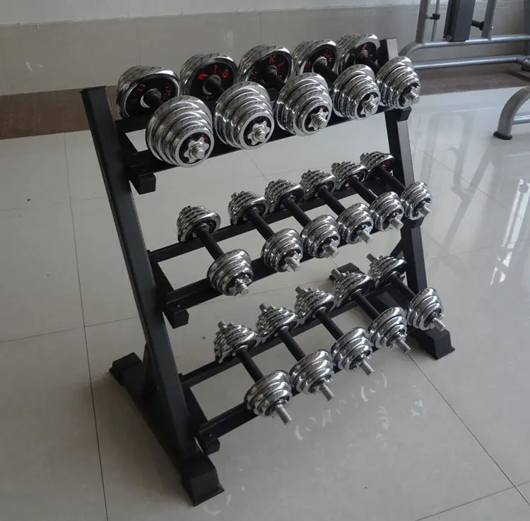 Customize 3 Tier Dumbbell Rack with Hex Hexagon 10 Pairs Vinyl Dumbbell Set