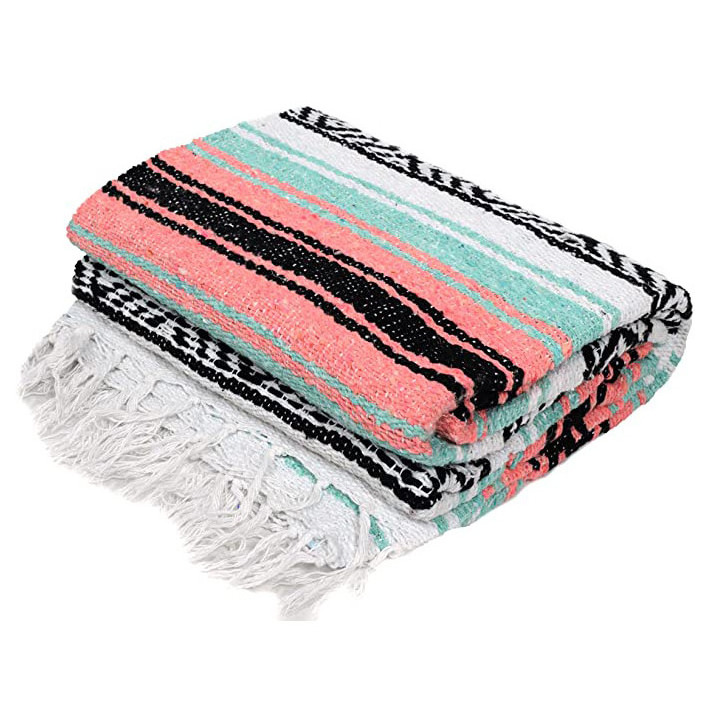 Outdoor Camping Blanket Yoga Towel Pilates Blankets Handwoven Mexican Cotton Yoga Blanket